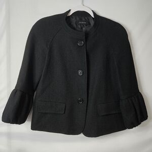 Talbots Black Wool Blend Women's Coat Bell Sleeves